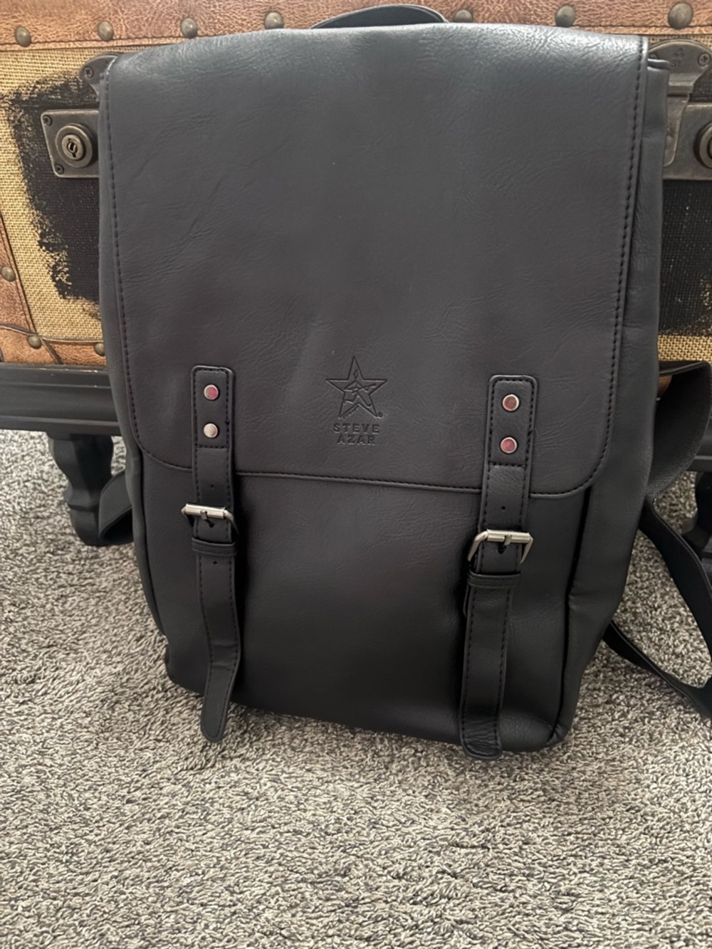 Steve Azar Engineers Technology Pack Black Men's Leather Backpack